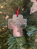 Hand punched tin ornament: one natural cross.