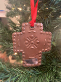 Hand punched tin ornament: one copper cross.