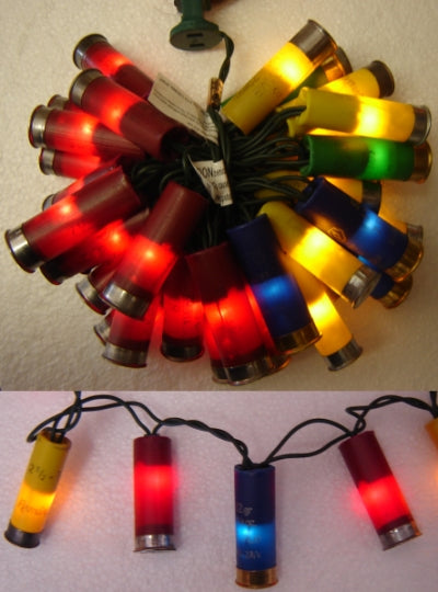Set of 20 Green & Red Shotgun Shell Christmas Lights - Green Wire Set of 20 Green & Red Shotgun Shell Christmas Lights - Green Wire